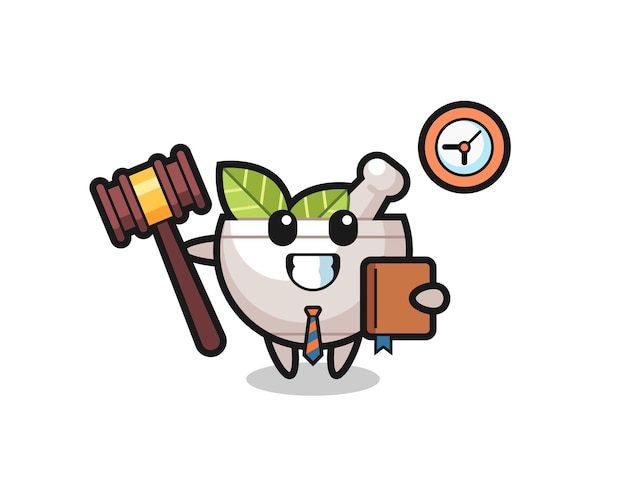 Mascot cartoon of herbal bowl as a judge , cute style design for t shirt, sticker, logo element