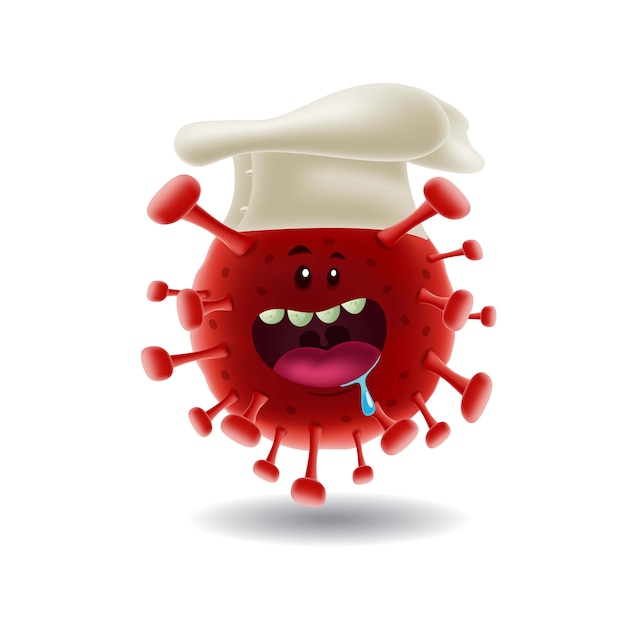 Mascot cartoon   illustration_chef red covid-19 corona virus_isolated  