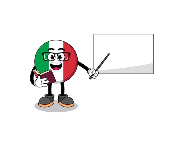 Mascot cartoon of italy flag teacher character design