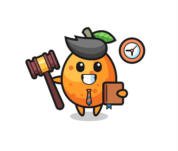 Mascot cartoon of kumquat as a judge , cute style design for t shirt, sticker, logo element