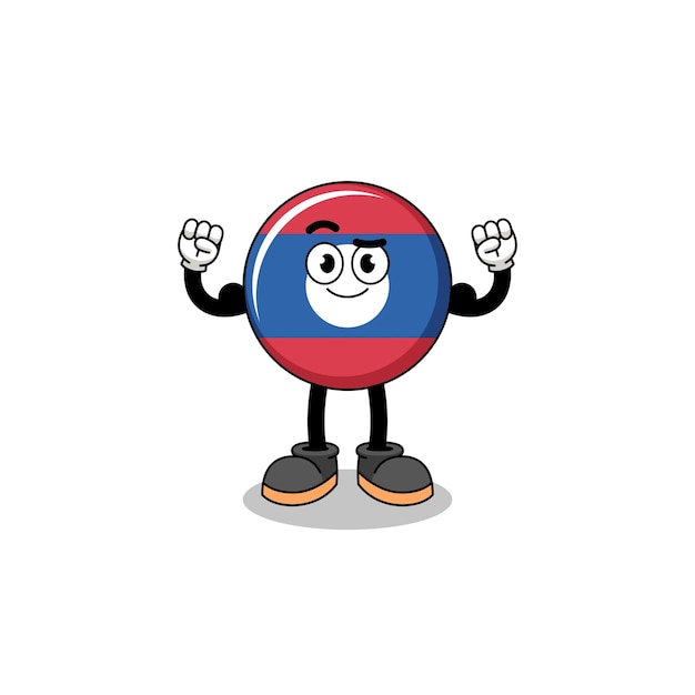 Mascot cartoon of laos flag posing with muscle