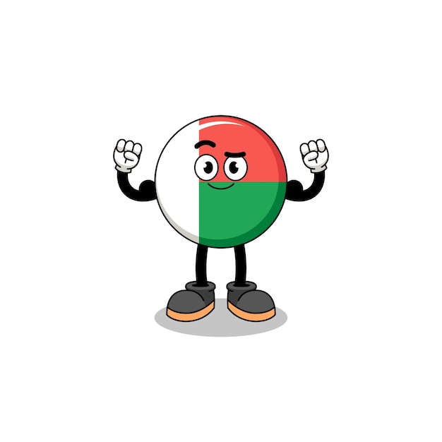 Mascot cartoon of madagascar flag posing with muscle