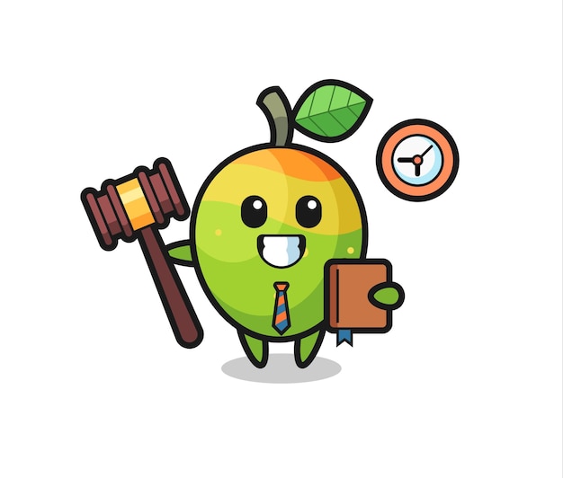 Mascot cartoon of mango as a judge , cute style design for t shirt, sticker, logo element