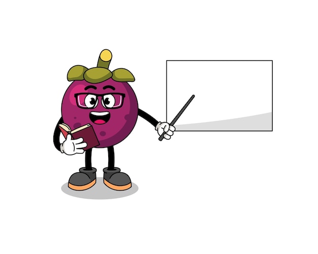 Mascot cartoon of mangosteen teacher character design