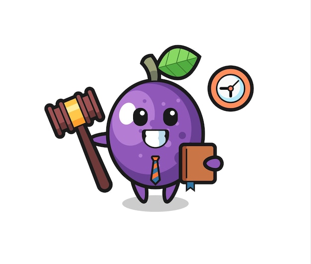 Mascot cartoon of passion fruit as a judge , cute style design for t shirt, sticker, logo element