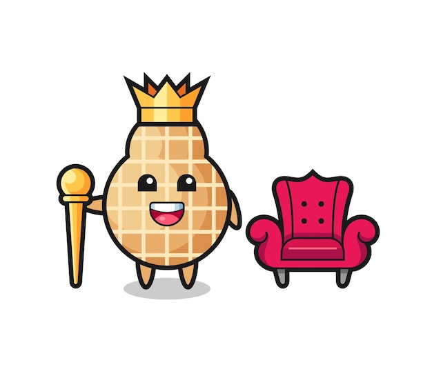 Mascot cartoon of peanut as a king