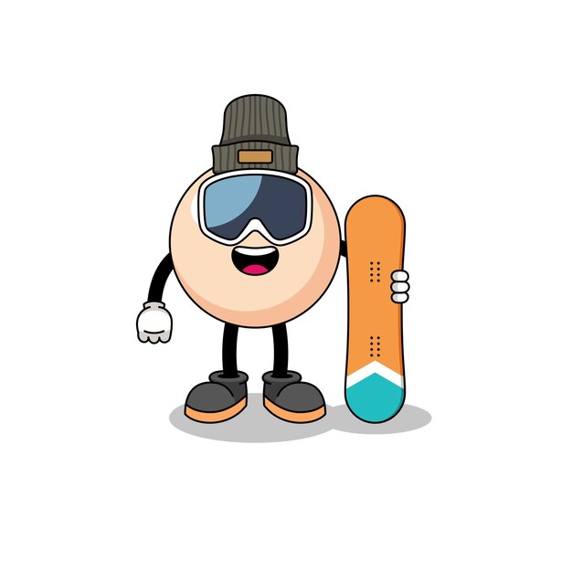 Mascot cartoon of pearl snowboard player