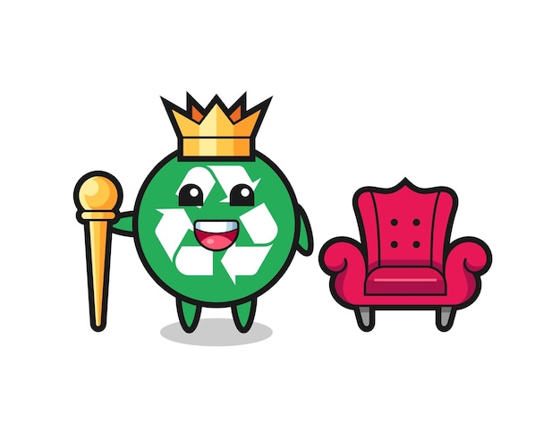 Mascot cartoon of recycling as a king