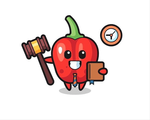 Mascot cartoon of red bell pepper as a judge