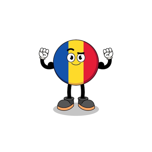 Mascot cartoon of romania flag posing with muscle character design