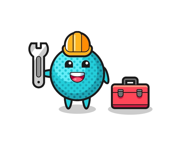 Mascot cartoon of spiky ball as a mechanic