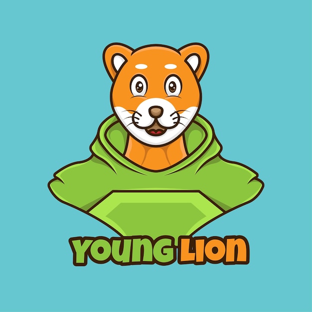 mascot cartoon young lion stylish