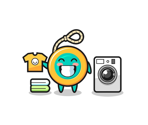 Mascot cartoon of yoyo with washing machine