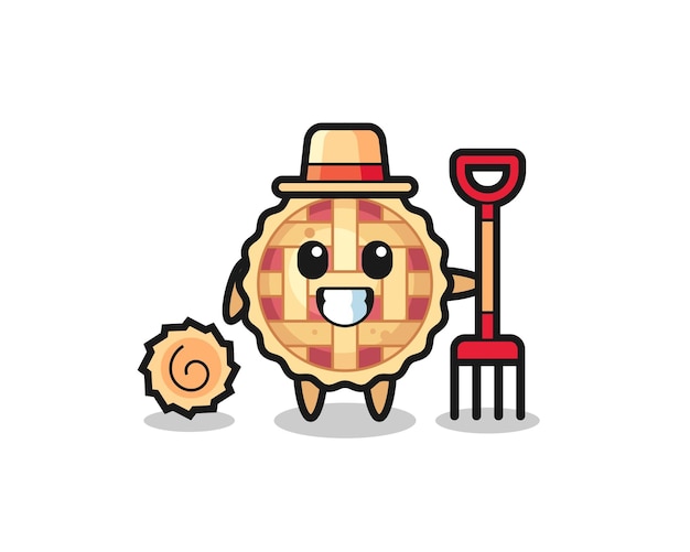 Mascot character of apple pie as a farmer , cute style design for t shirt, sticker, logo element