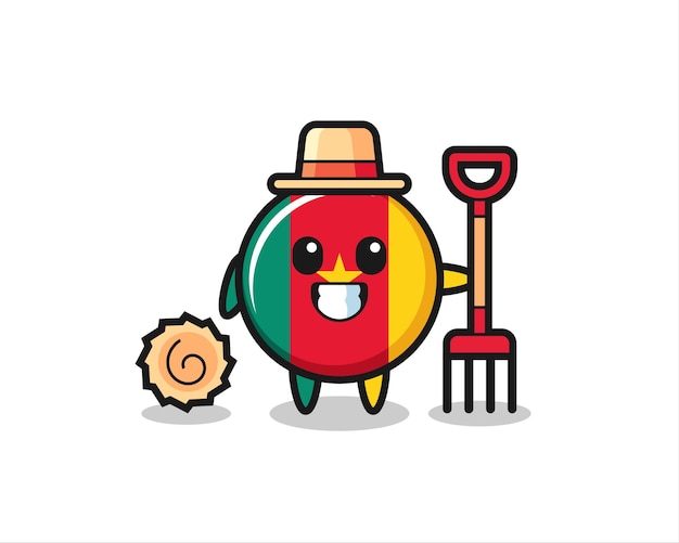 Mascot character of cameroon flag badge as a farmer