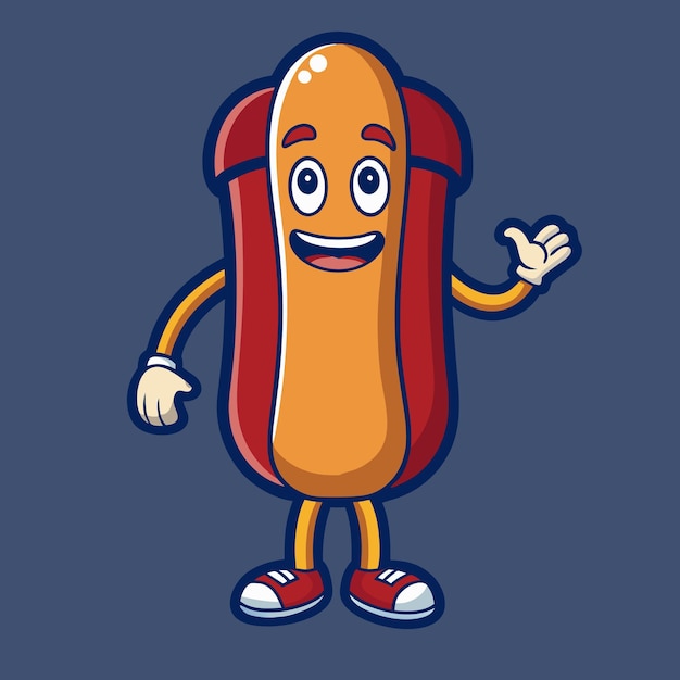 Vector mascot character design of standing hotdog logo