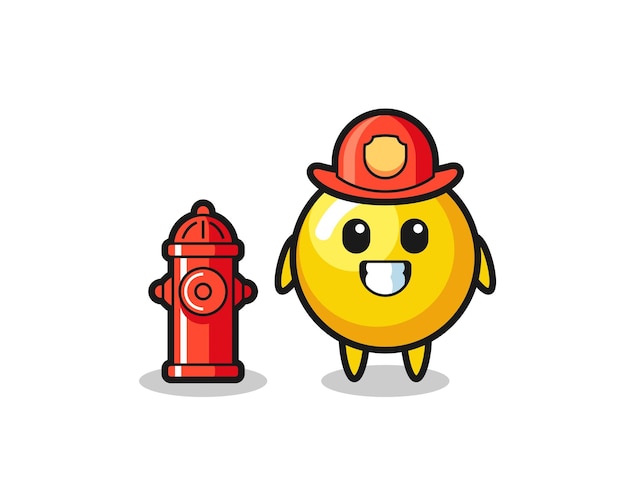 Mascot character of egg yolk as a firefighter