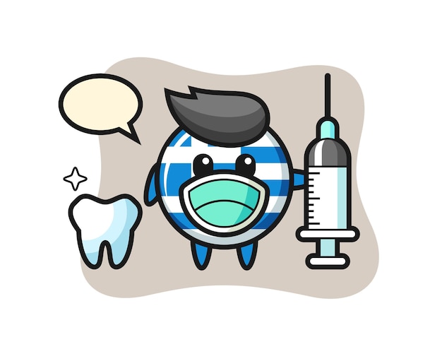 Vector mascot character of greece flag badge as a dentist , cute style design for t shirt, sticker, logo element