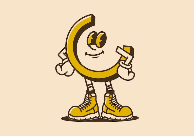 Mascot character illustration of a letter C in a cocky style