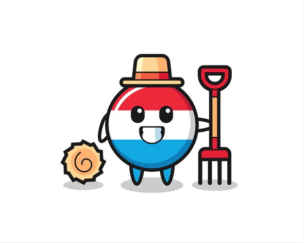 Mascot character of luxembourg flag badge as a farmer