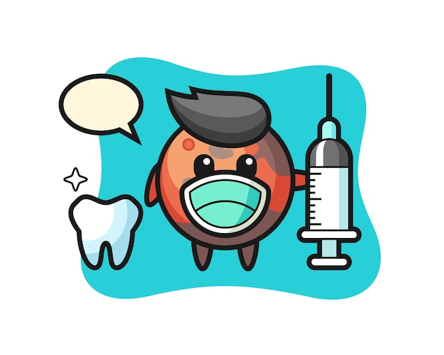 Mascot character of mars as a dentist, cute style design for t shirt, sticker, logo element