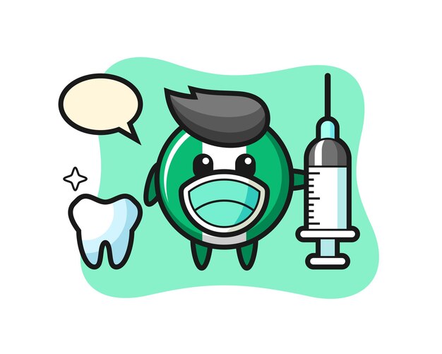 Mascot character of nigeria flag badge as a dentist