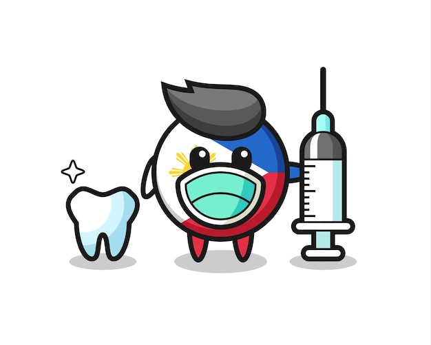 Vector mascot character of philippines flag badge as a dentist