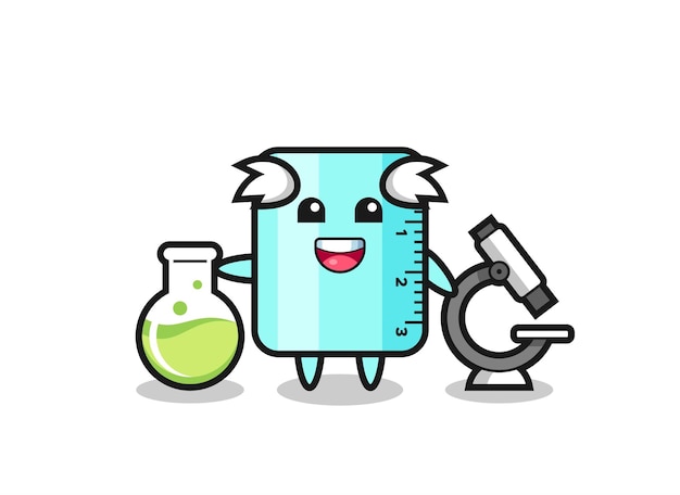 Mascot character of ruller as a scientist  cute style design for t shirt sticker logo element