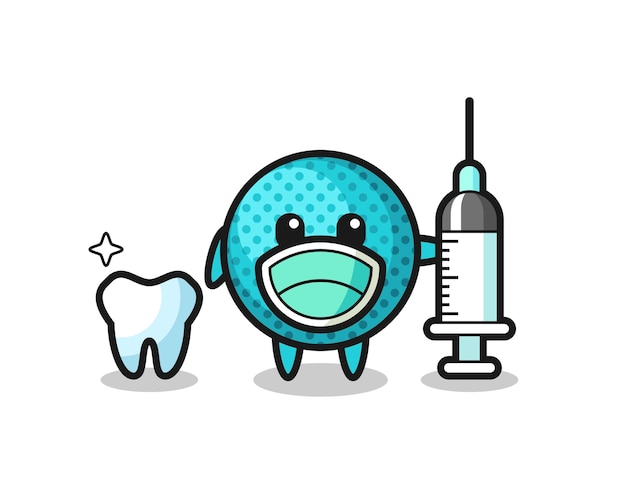 Mascot character of spiky ball as a dentist