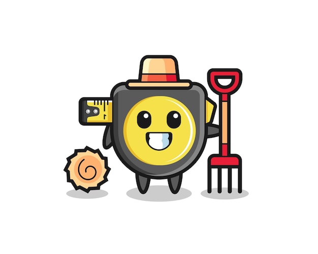 Mascot character of tape measure as a farmer , cute design