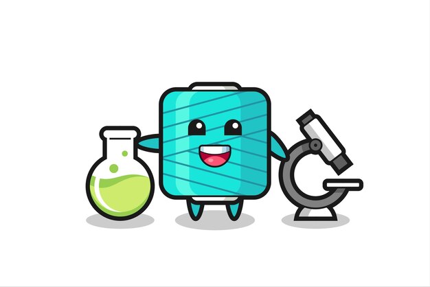 Mascot character of yarn spool as a scientist