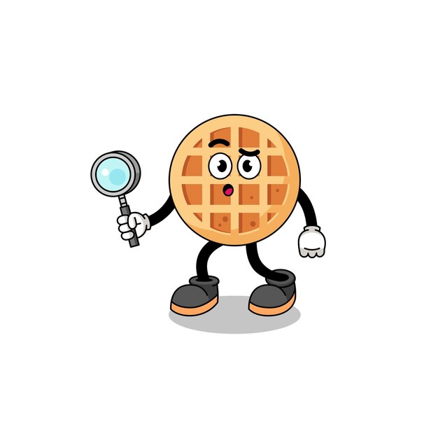 Mascot of circle waffle searching