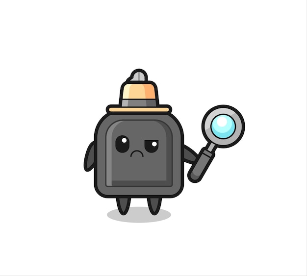 The mascot of cute car key as a detective