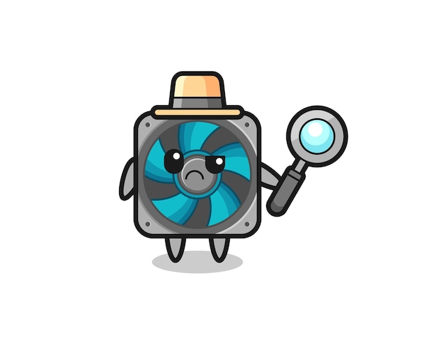 The mascot of cute computer fan as a detective