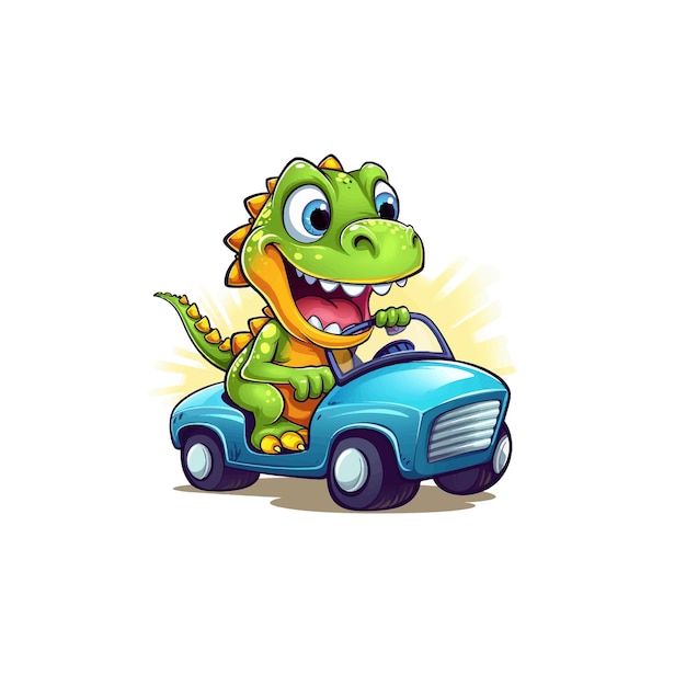 Vector mascot of a cute dinosaur drive a car vector illustration ready for print on tshirt