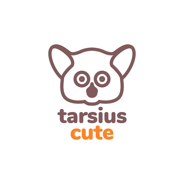 Vector mascot cute head animal tarsius big ears line minimal logo design vector