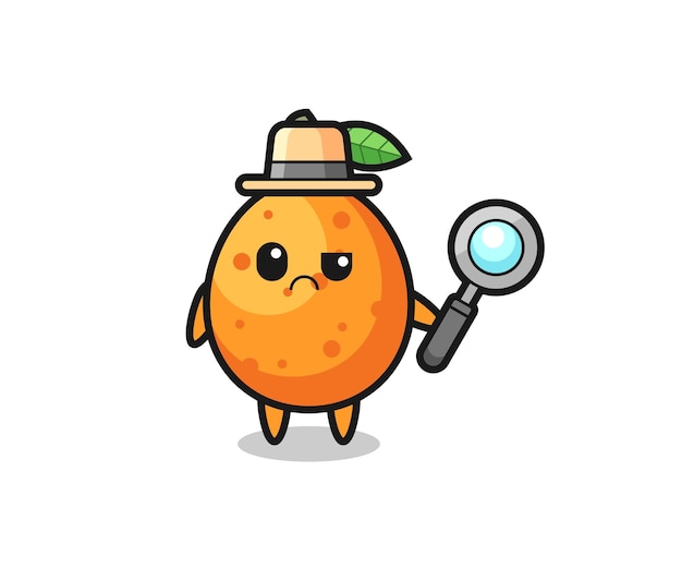 The mascot of cute kumquat as a detective