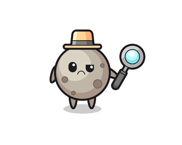 The mascot of cute moon as a detective , cute style design for t shirt, sticker, logo element