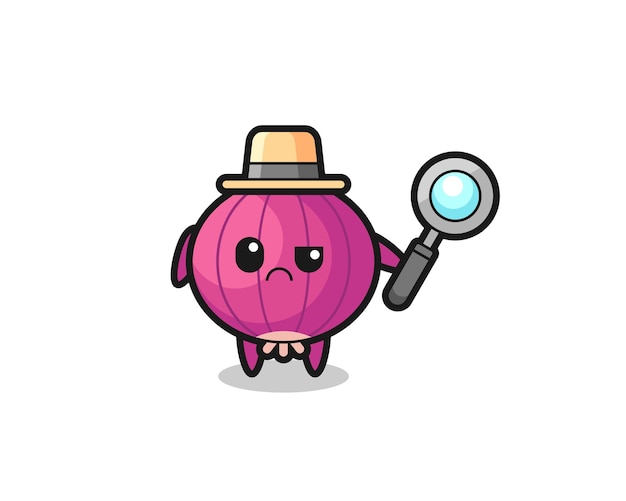 The mascot of cute onion as a detective , cute style design for t shirt, sticker, logo element