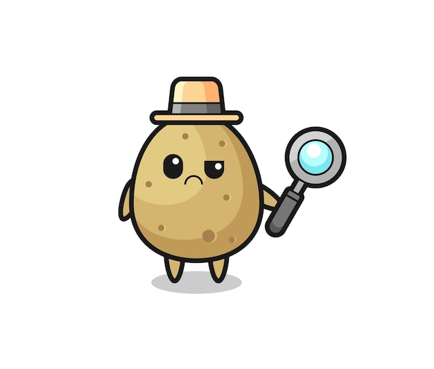 The mascot of cute potato as a detective cute style design for t shirt sticker logo element