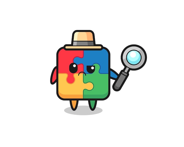 The mascot of cute puzzle as a detective cute style design for t shirt sticker logo element