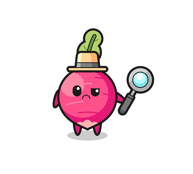 The mascot of cute radish as a detective