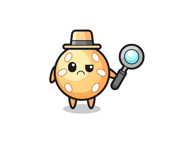 The mascot of cute sesame ball as a detective , cute style design for t shirt, sticker, logo element