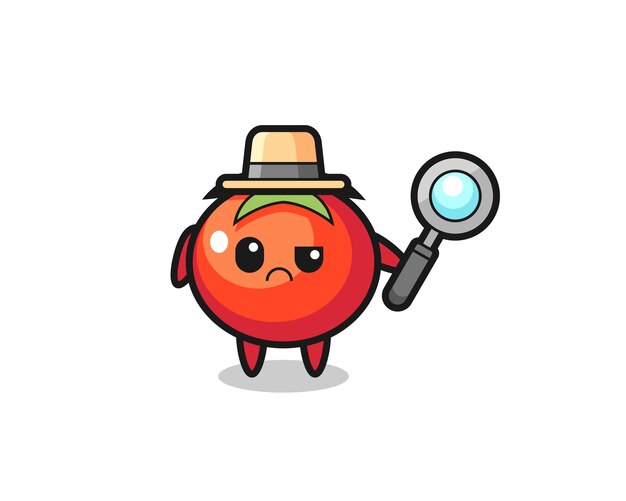 The mascot of cute tomatoes as a detective