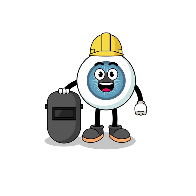 Mascot of eyeball as a welder