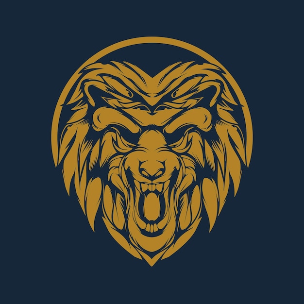 MASCOT GOLD LION HEAD ILLUSTRATION