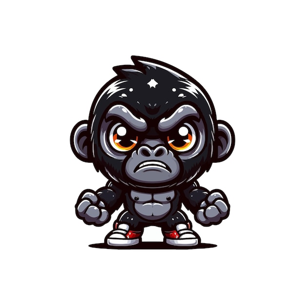 Mascot gorilla Angry Cute Style Big Eye Full Human