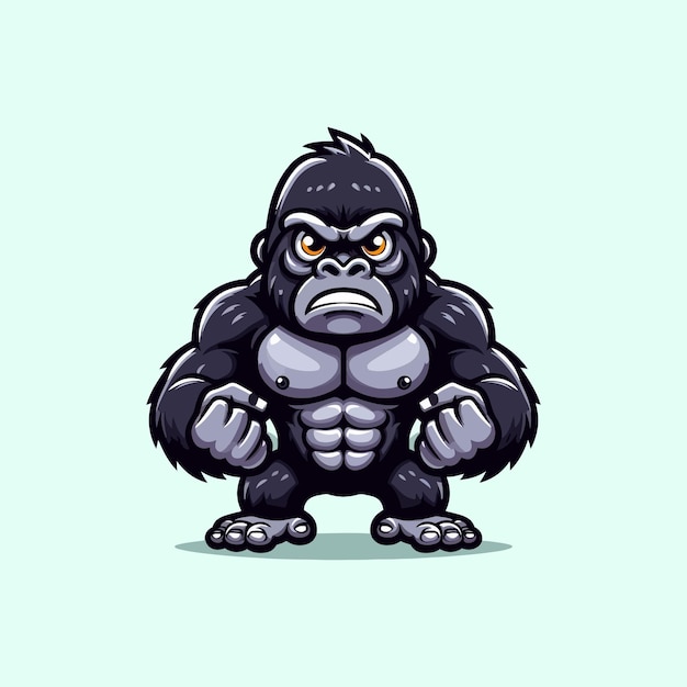 Vector mascot gorilla angry cute style big eye full human