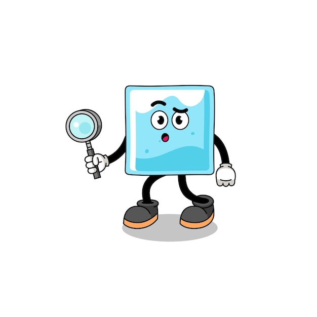 Mascot of ice block searching character design