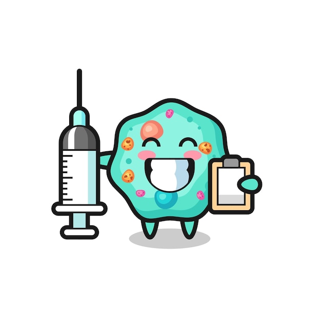 Mascot Illustration of amoeba as a doctor , cute style design for t shirt, sticker, logo element